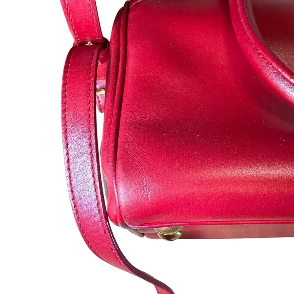 SAINT LAURENT Red Leather 2way YSL Classic Baby Duffle Bag